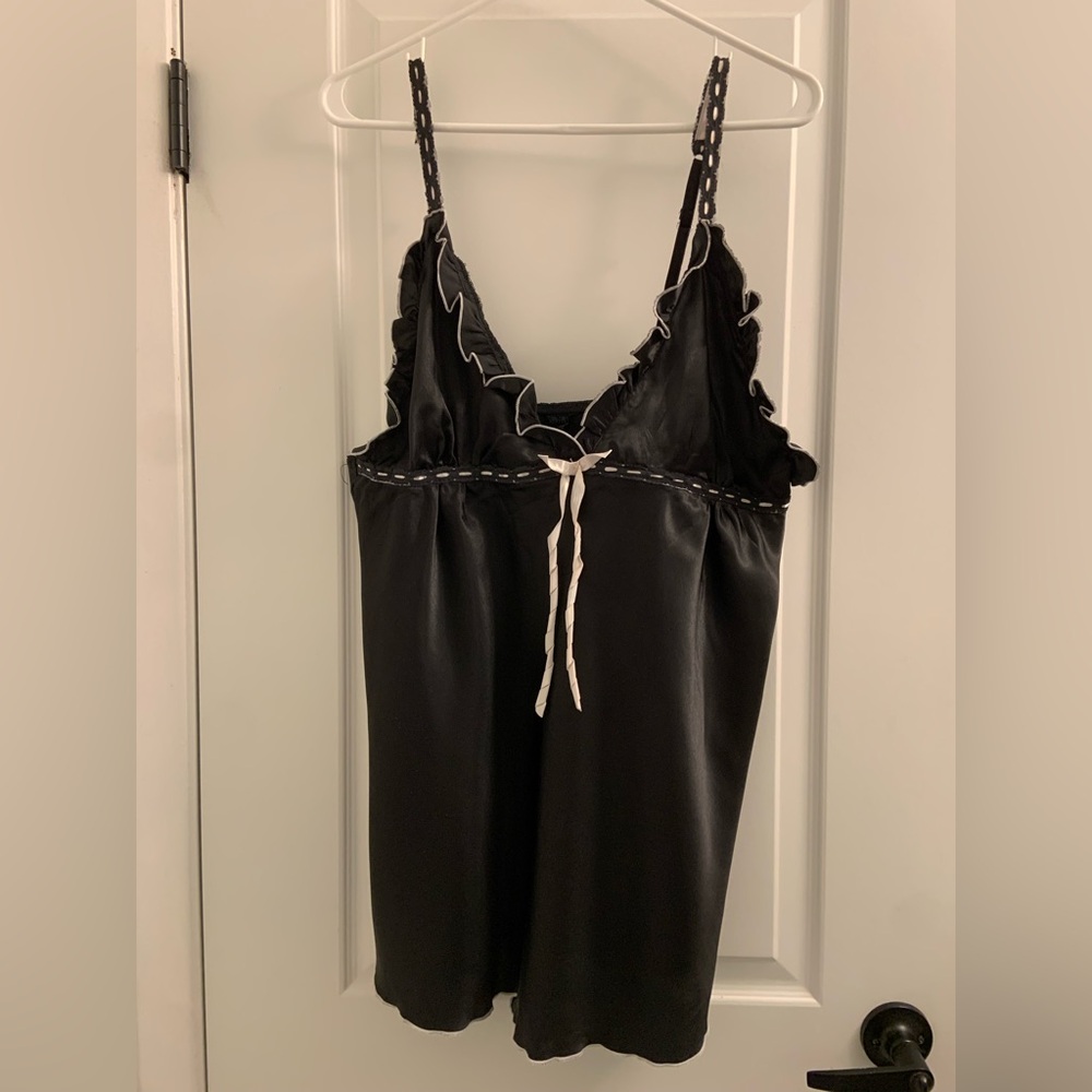 George Black Chemise with Lace Trim